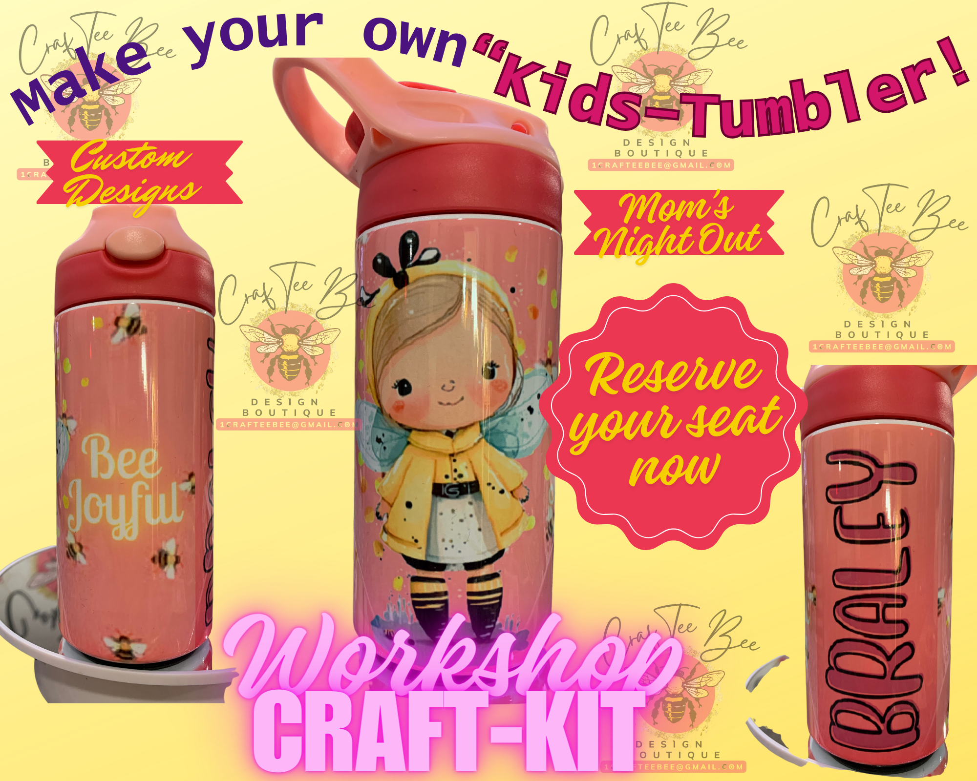 Tumbler- 12 oz.(Child flip-top) BLANK WORKSHOP KIT