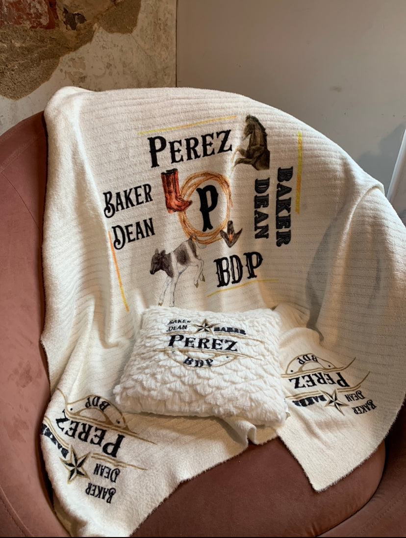 Western Baby Linen Package- (Crib Throw & Pillow)